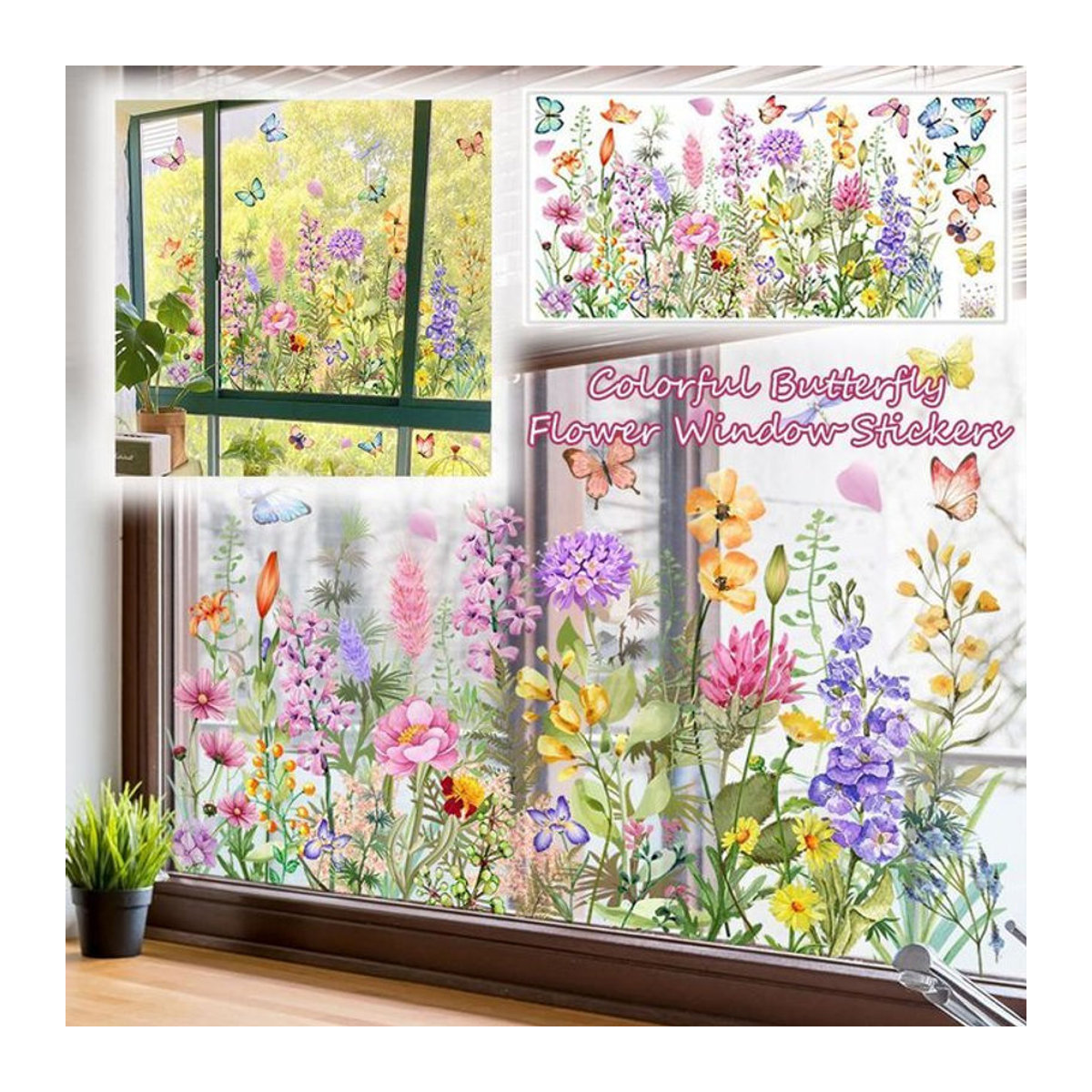 Bunte elektrostatische Wandaufkleber mit Schmetterlingen und Blumen für Fenster und Wände zur DIY Heimdekoration - Bild 1