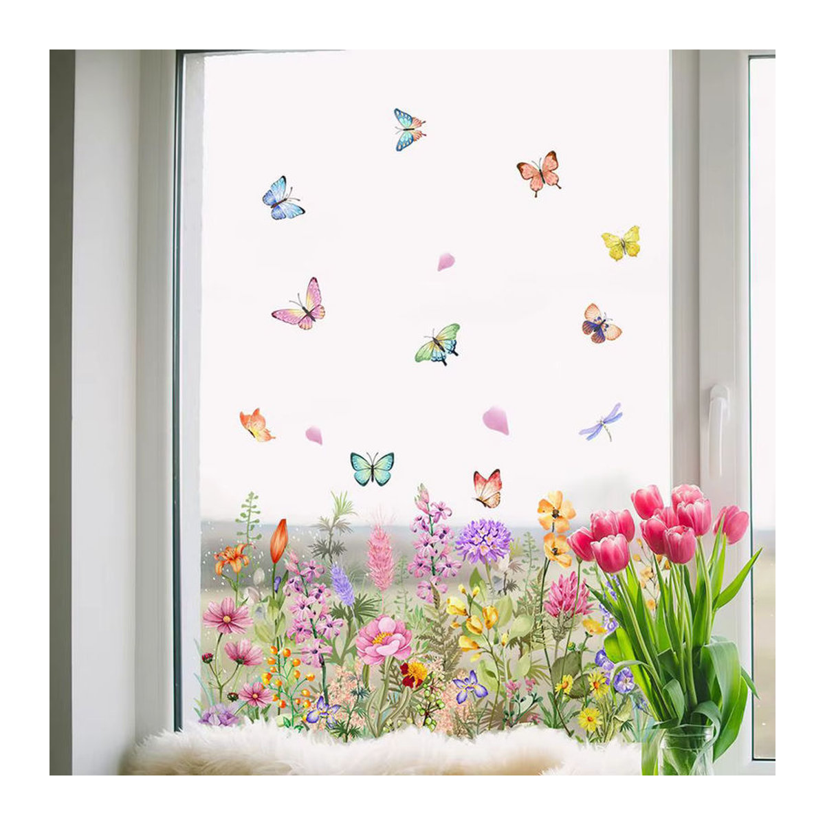 Bunte elektrostatische Wandaufkleber mit Schmetterlingen und Blumen für Fenster und Wände zur DIY Heimdekoration - Bild 2
