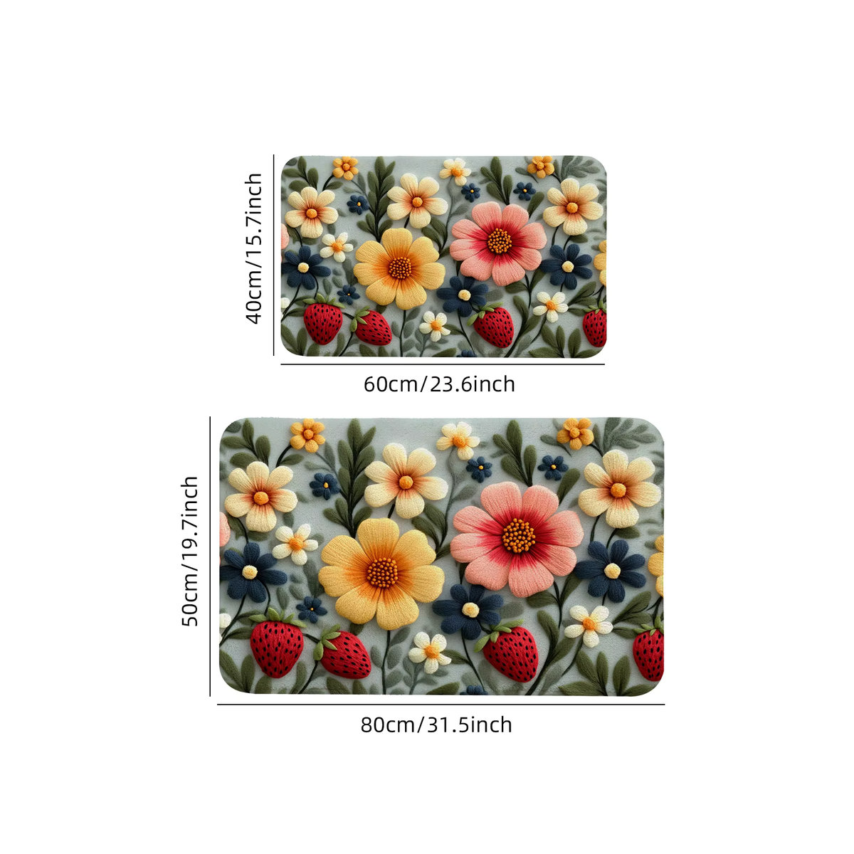 Bunte Frühlingsblumen Fußmatte aus Stroh von 吉吉猴 (居家布艺), rechteckig, B/B: 60 x 40 cm - Bild 3