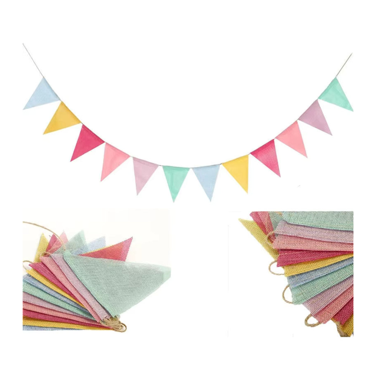 Bunte geometrische Wimpelkette aus Textil für Geburtstag, Hochzeit und Festivals, 8 m Länge, mehrfarbig - Bild 2