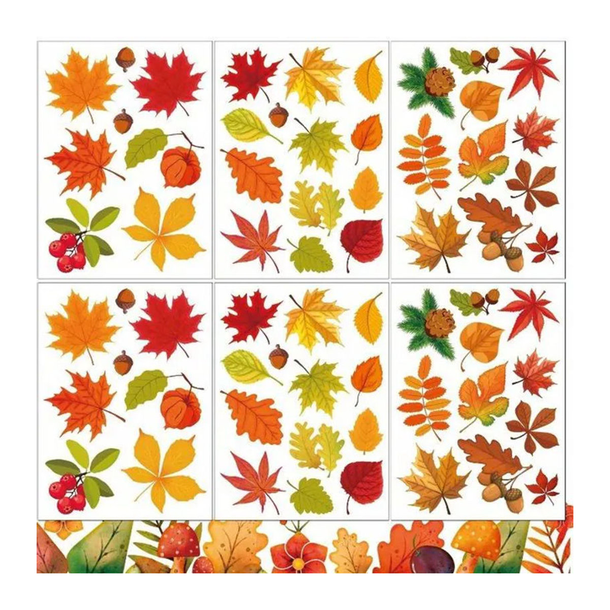 Bunte Herbst-Ahornblatt-Fensteraufkleber aus Kunststoff für Thanksgiving-Dekorationen, elektrostatisch haftend - Bild 1