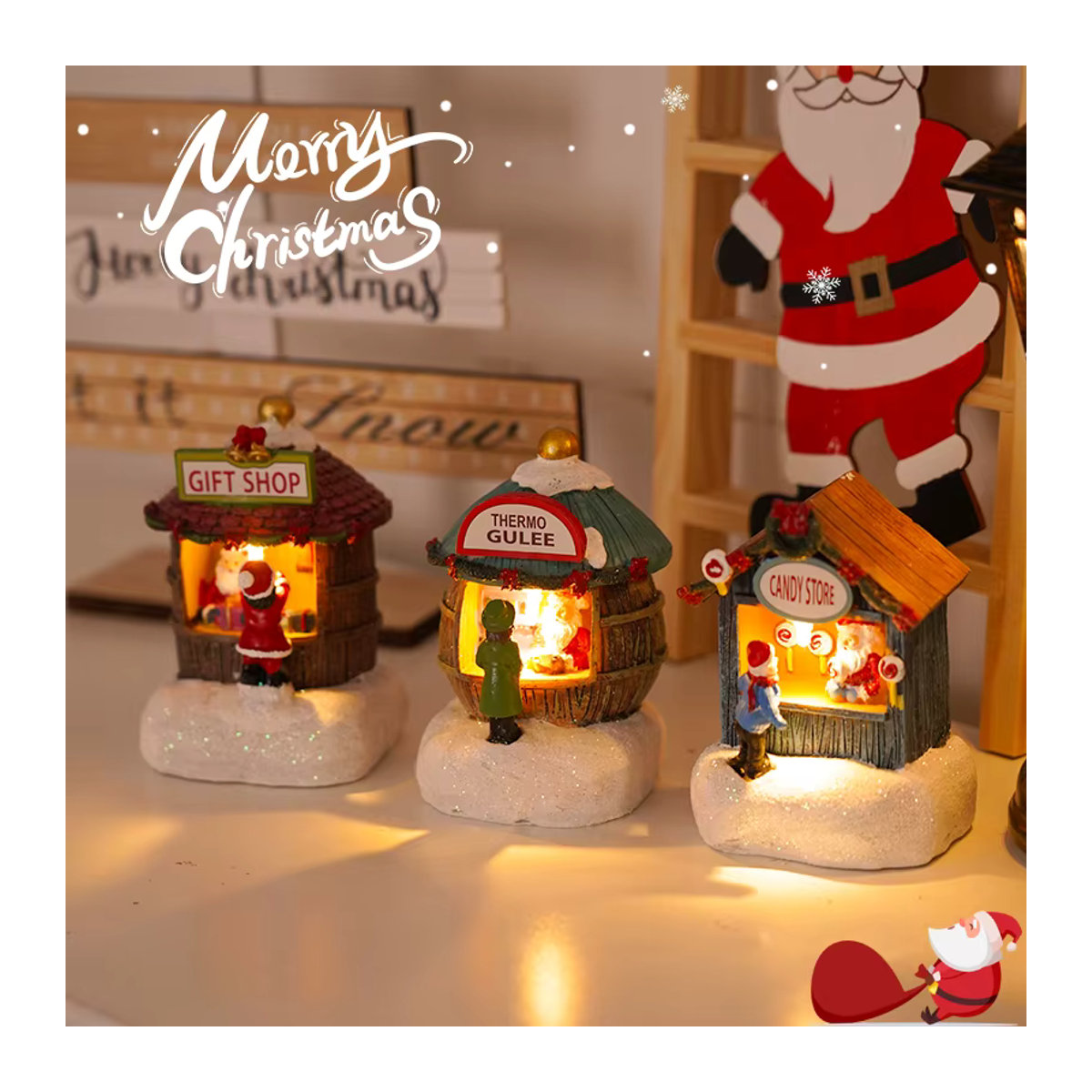 Bunte LED Nachtlampe als dekoratives Dorfhaus Ornament für Büro und Desktop - Bild 2