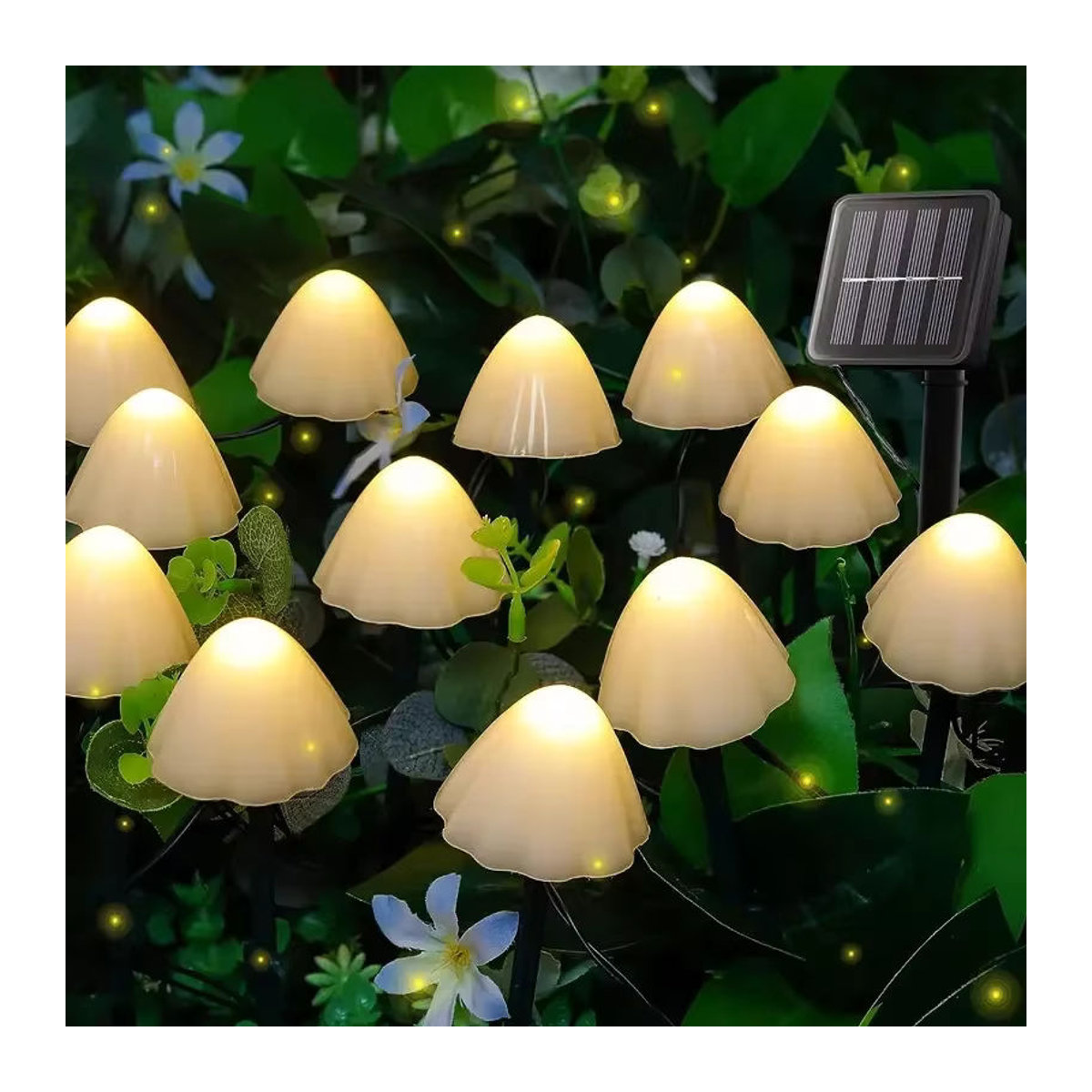 Bunte LED Solar Pilz Lichterkette mit 8 Modi für die Garten Dekoration und Außenbeleuchtung - Bild 2