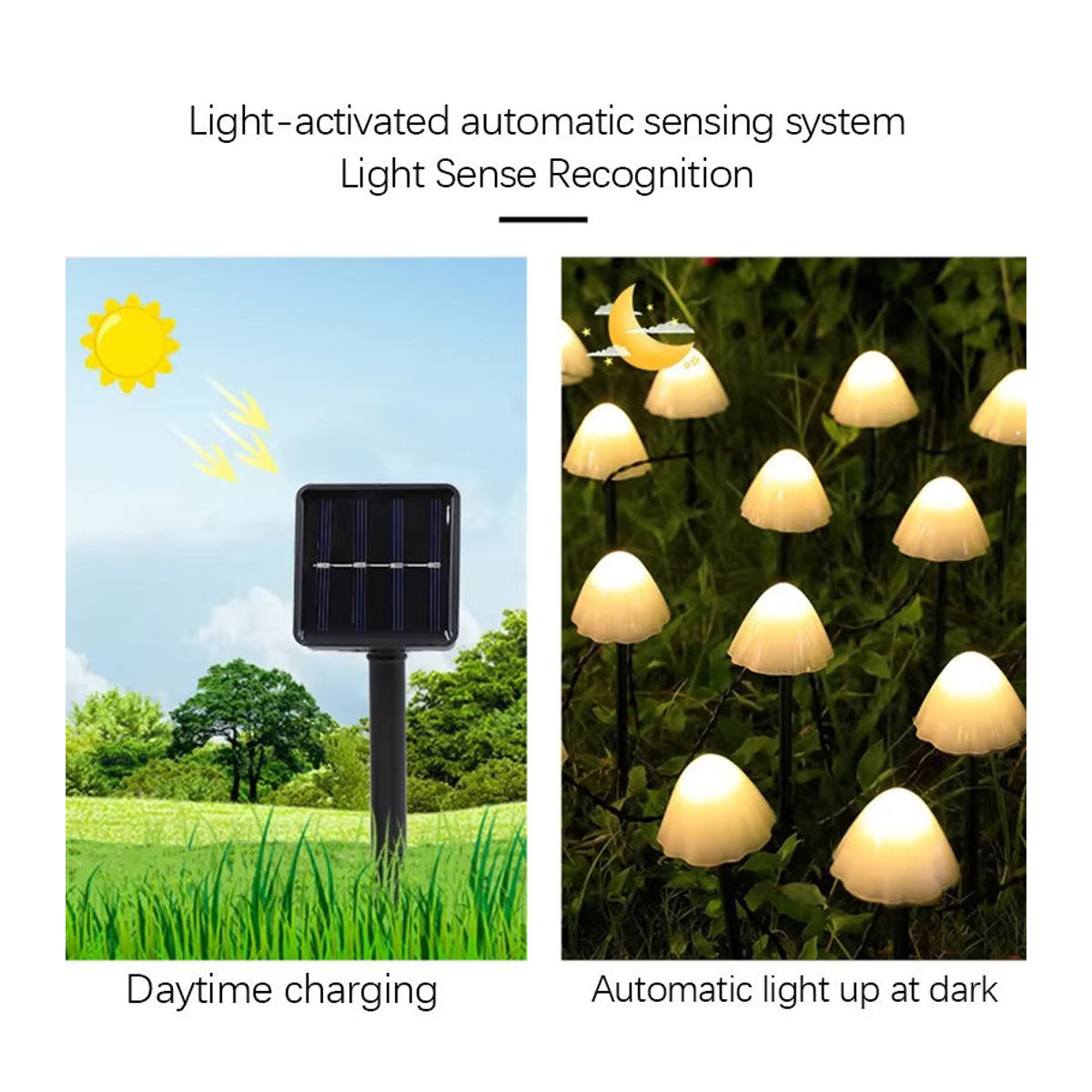 Bunte LED Solar Pilz Lichterkette mit 8 Modi für die Garten Dekoration und Außenbeleuchtung - Bild 3