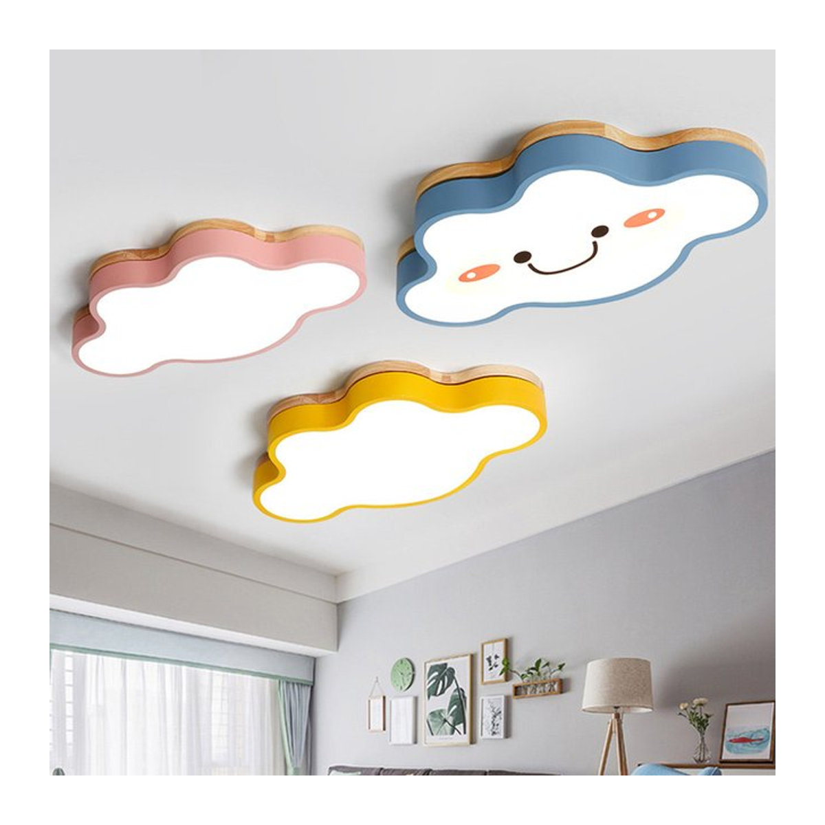 Bunte LED Wolken Deckenleuchte juhaw Cartoon Kronleuchter für Kinderzimmer und Kindergarten - Bild 1