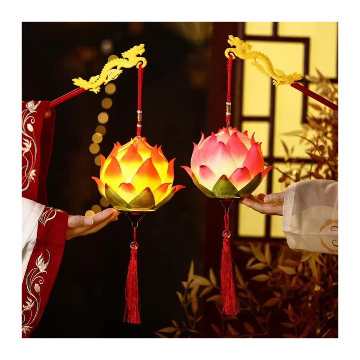 Bunte Lotus Laterne als handliche Leuchtdekoration für das Mid-Autumn Festival - Bild 1