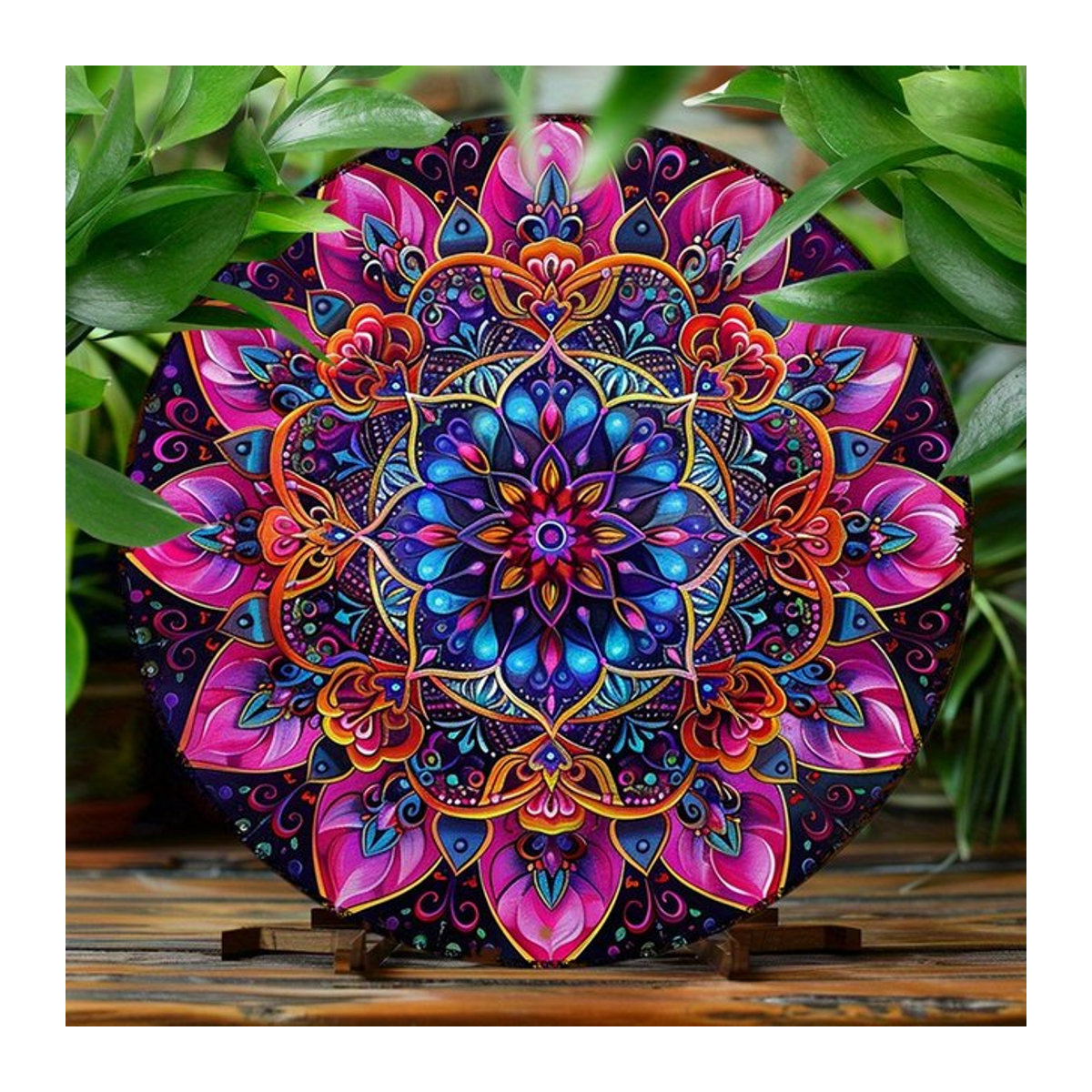 Bunte Mandala-Blume Wanddekoration aus Metall, mehrfarbig, Durchmesser: 20,3 cm, Vintage-Design floral - Bild 1