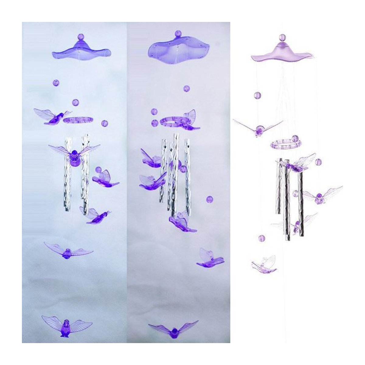 Bunte Metall-Windspiele mit Vogel-Motiv als hängende Garten- und Heimdekoration - Bild 1