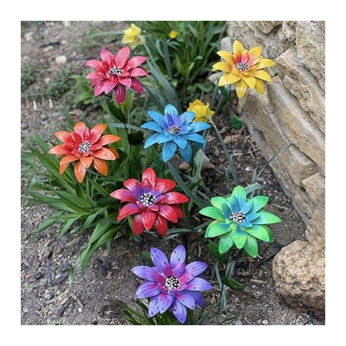 Bunte Metallblumen Gartenstecker aus Eisen für Innen und Außen in 8 Farben - Bild 1