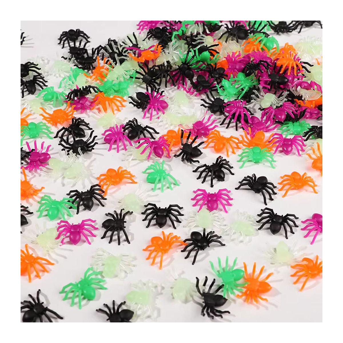 Bunte Mini-Spinnen aus Kunststoff für Halloween und Party-Dekoration, 50 Stück, Mehrfarbig - Bild 1