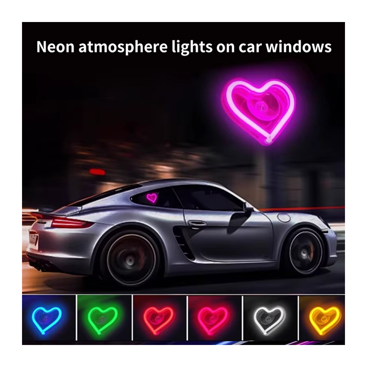 Bunte Neon-Fensterlichter in Herz- und Dreiecksform mit drahtloser Fernbedienung und Auto-Schnittstelle - Bild 2