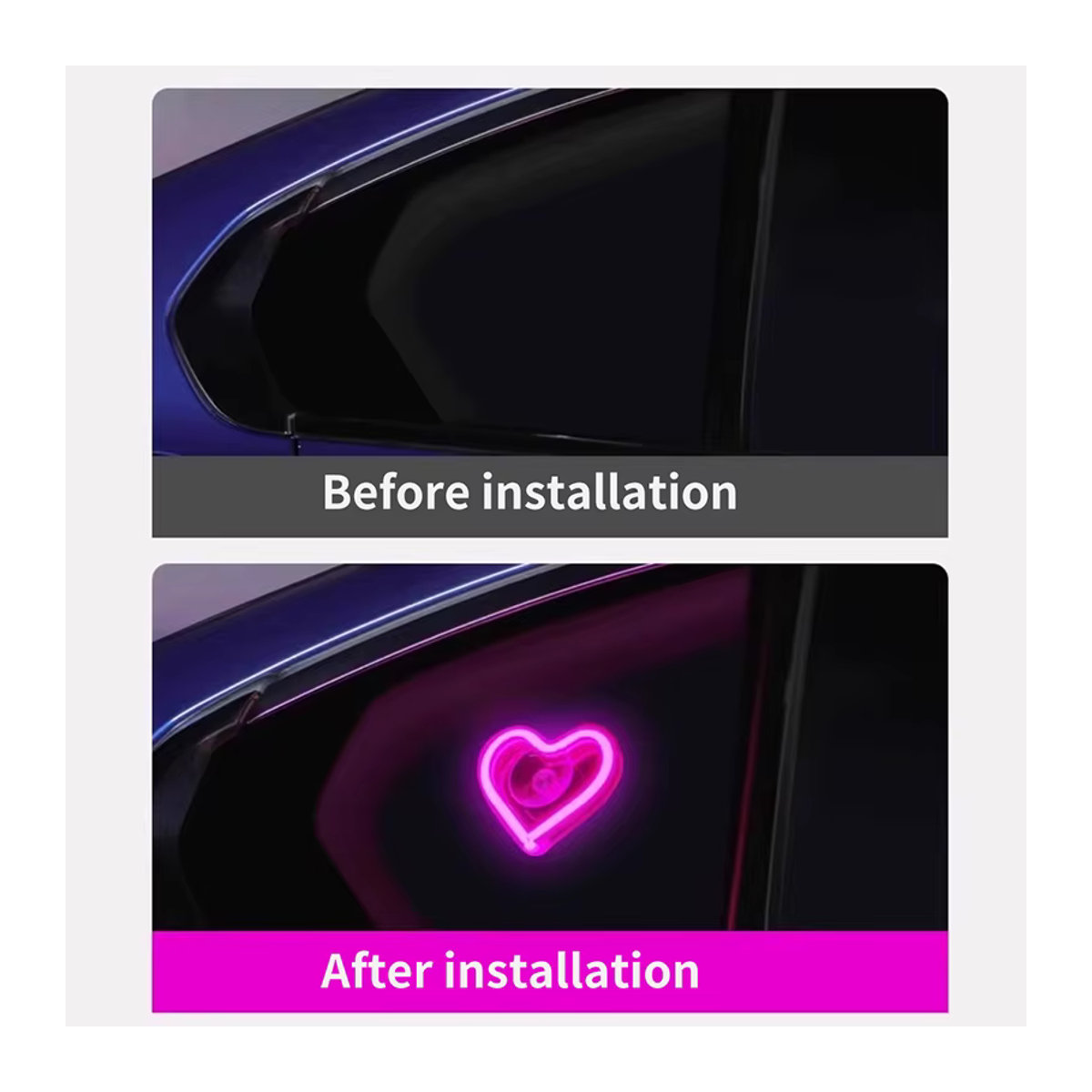 Bunte Neon-Fensterlichter in Herz- und Dreiecksform mit drahtloser Fernbedienung und Auto-Schnittstelle - Bild 3