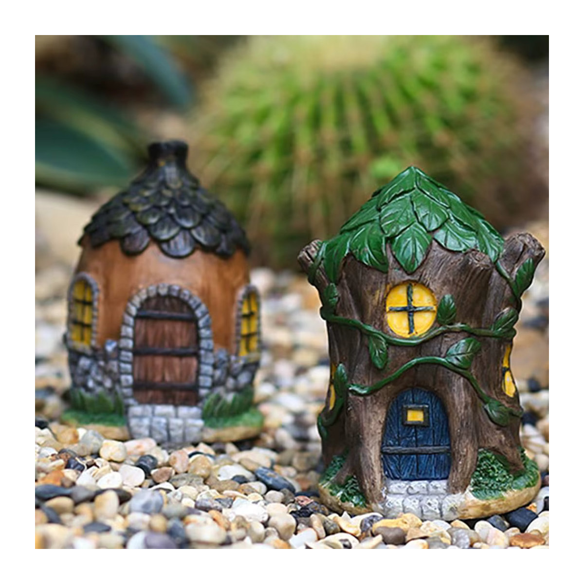 Bunte Pilz-Figuren und Tannenzapfen-Häuser aus Kunstharz als Garten-Dekoration für deine Mikro-Landschaft - Bild 3