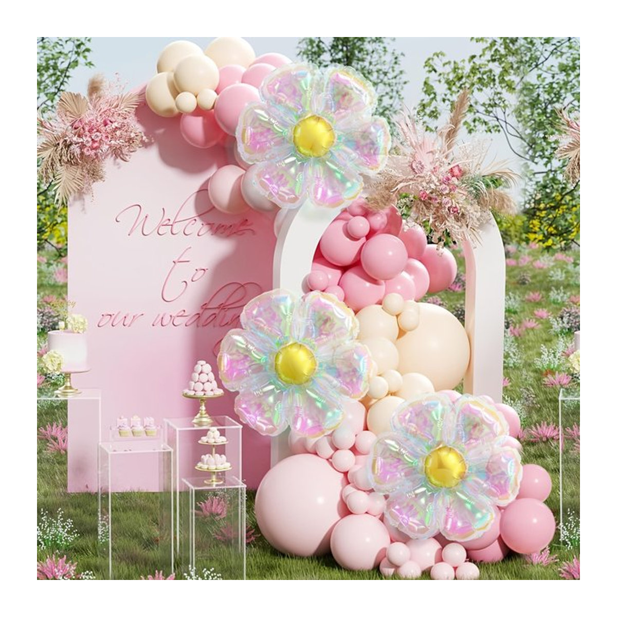 Bunte Regenbogen Gänseblümchen Luftballons aus Aluminiumfolie für Hochzeiten, Geburtstage und Partys, Mehrfarbig - Bild 1