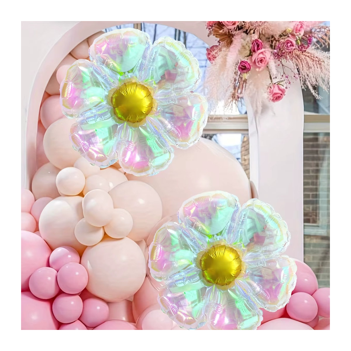 Bunte Regenbogen Gänseblümchen Luftballons aus Aluminiumfolie für Hochzeiten, Geburtstage und Partys, Mehrfarbig - Bild 2