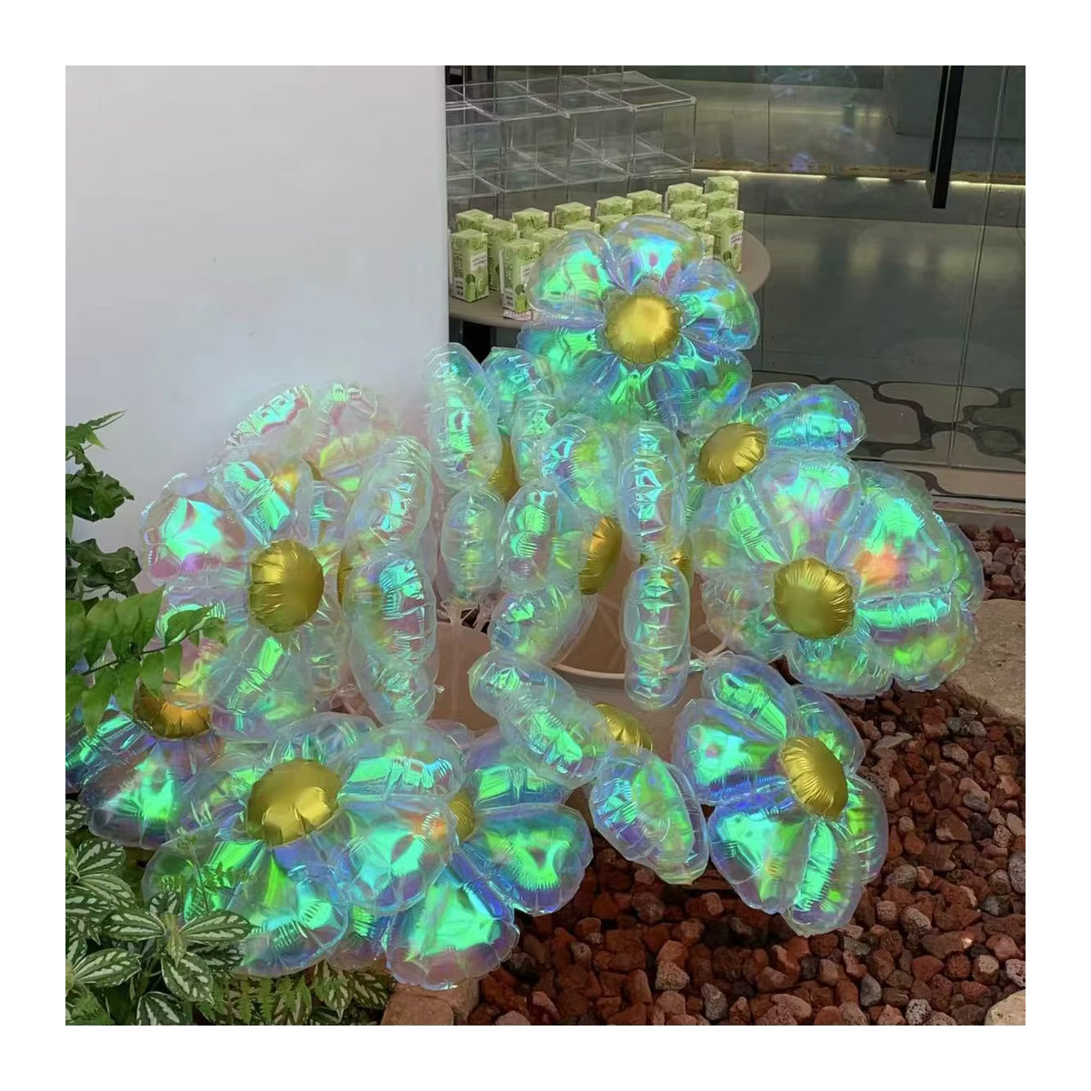 Bunte Regenbogen Gänseblümchen Luftballons aus Aluminiumfolie für Hochzeiten, Geburtstage und Partys, Mehrfarbig - Bild 4
