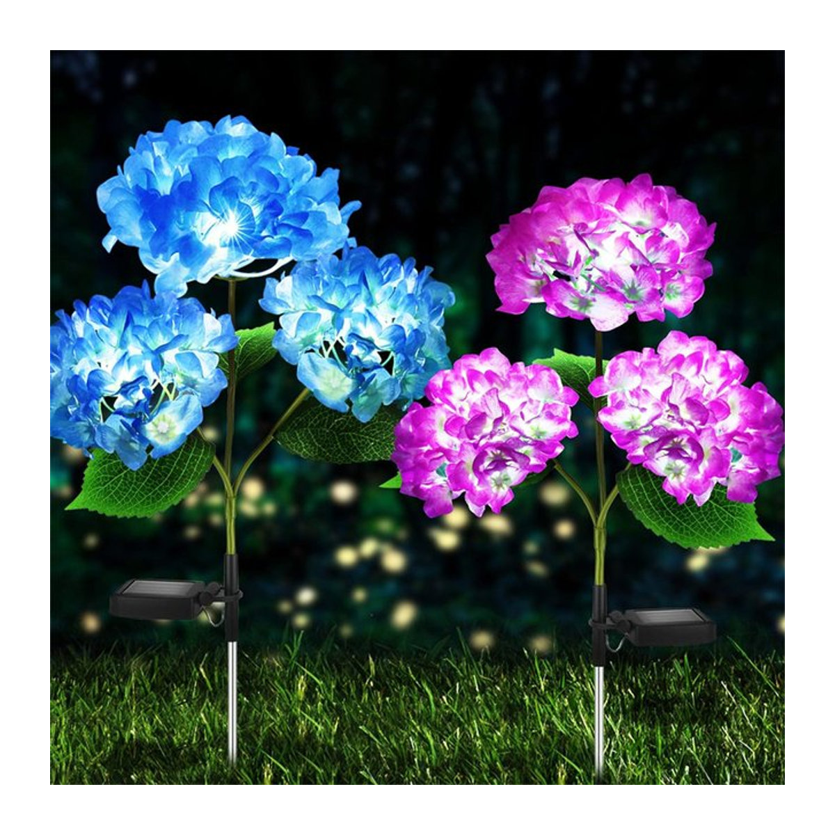 Bunte Solar-Hortensien-Blumenlichter mit LED für die Gartendekoration im Außenbereich - Bild 1