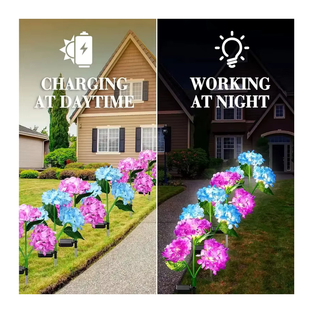 Bunte Solar-Hortensien-Blumenlichter mit LED für die Gartendekoration im Außenbereich - Bild 5