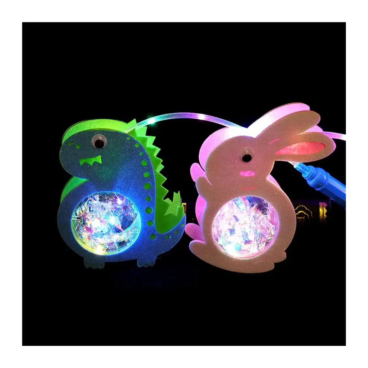 Bunte tragbare Chinesische Laterne als Kinder Spielzeug Lampe in Dinosaurier Kaninchen und Flamingo Design aus Kunststoff - Bild 2