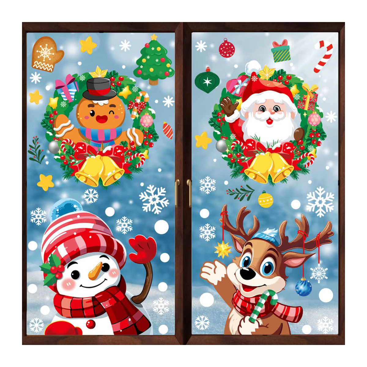 Bunte Weihnachts Fensteraufkleber mit Santa Claus und Weihnachtsbaum für die festliche Dekoration von Glasflächen und Partys - Bild 2