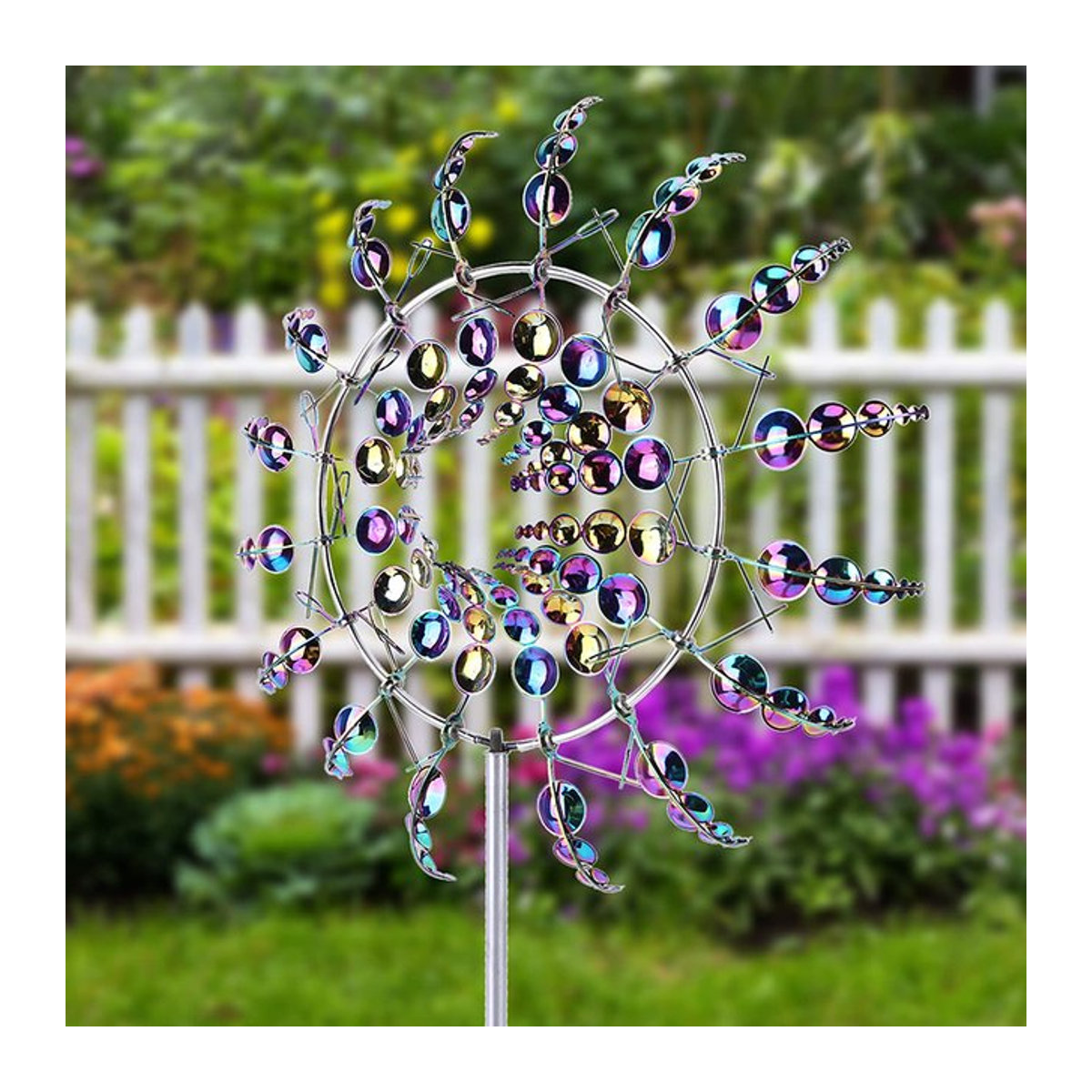 Bunte Windmühle aus Metall als dekorative Gartenfigur und Windfänger für deinen Hof oder Garten - Bild 1