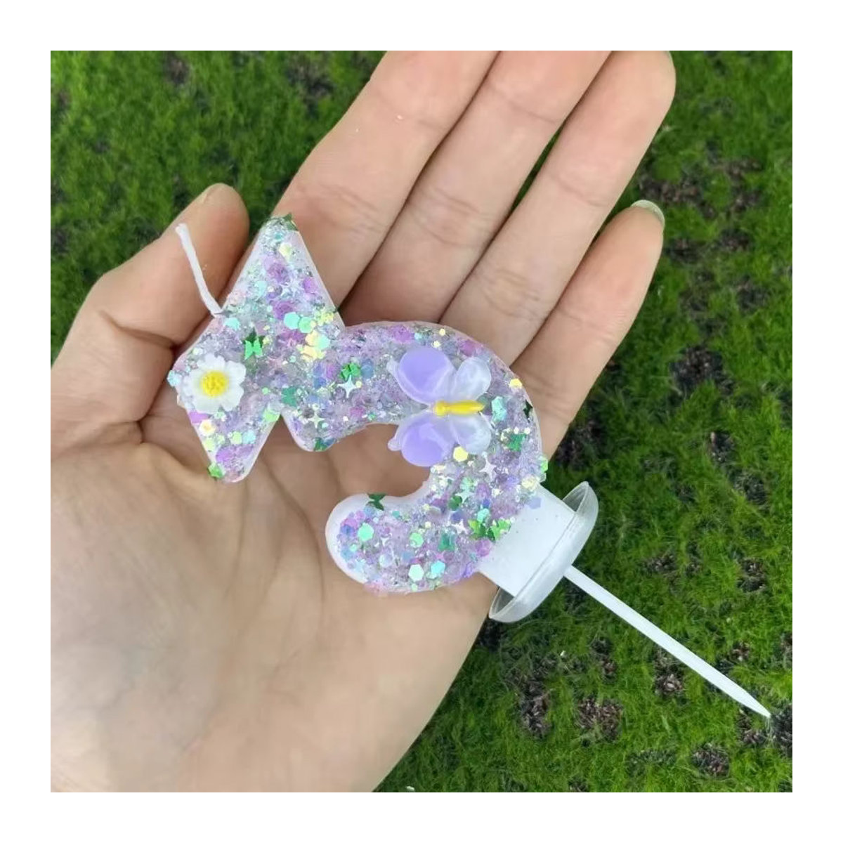 Bunte Zahlenkerzen mit Schmetterlings- und Blumen-Design für den Kindergeburtstag, Mehrfarbige Wachs-Figurenkerzen zur Kuchendekoration - Bild 1