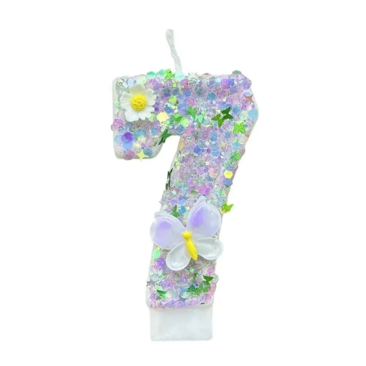 Bunte Zahlenkerzen mit Schmetterlings- und Blumen-Design für den Kindergeburtstag, Mehrfarbige Wachs-Figurenkerzen zur Kuchendekoration - Bild 2