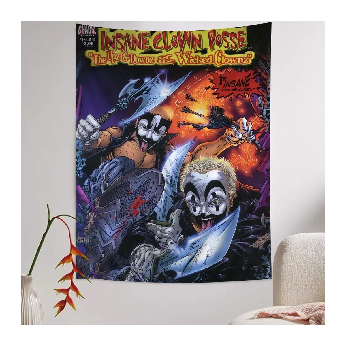 Bunter Clown Wandbehang von Potdemiel im Bohemian-Stil mit Mandala- und Floral-Design, mehrfarbig, Textil, B/H: 70 x 70 cm - Bild 3