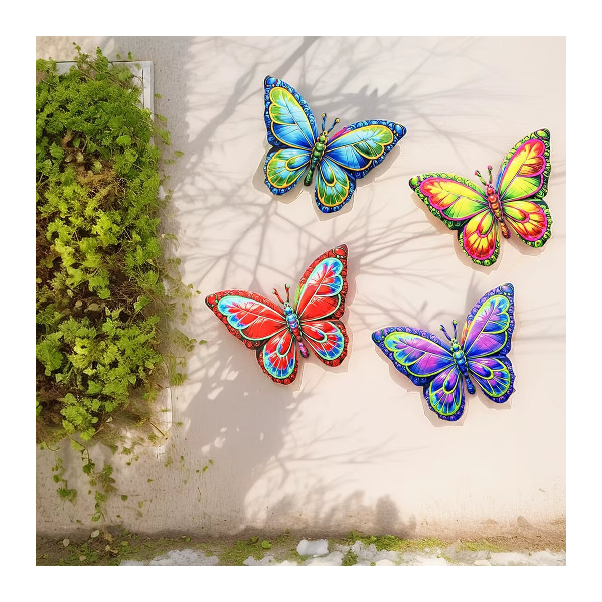 Bunter Metall Schmetterling als Wanddekoration und Hängendes Ornament für Garten und Haus in Lila und Mehrfarbig - Bild 5