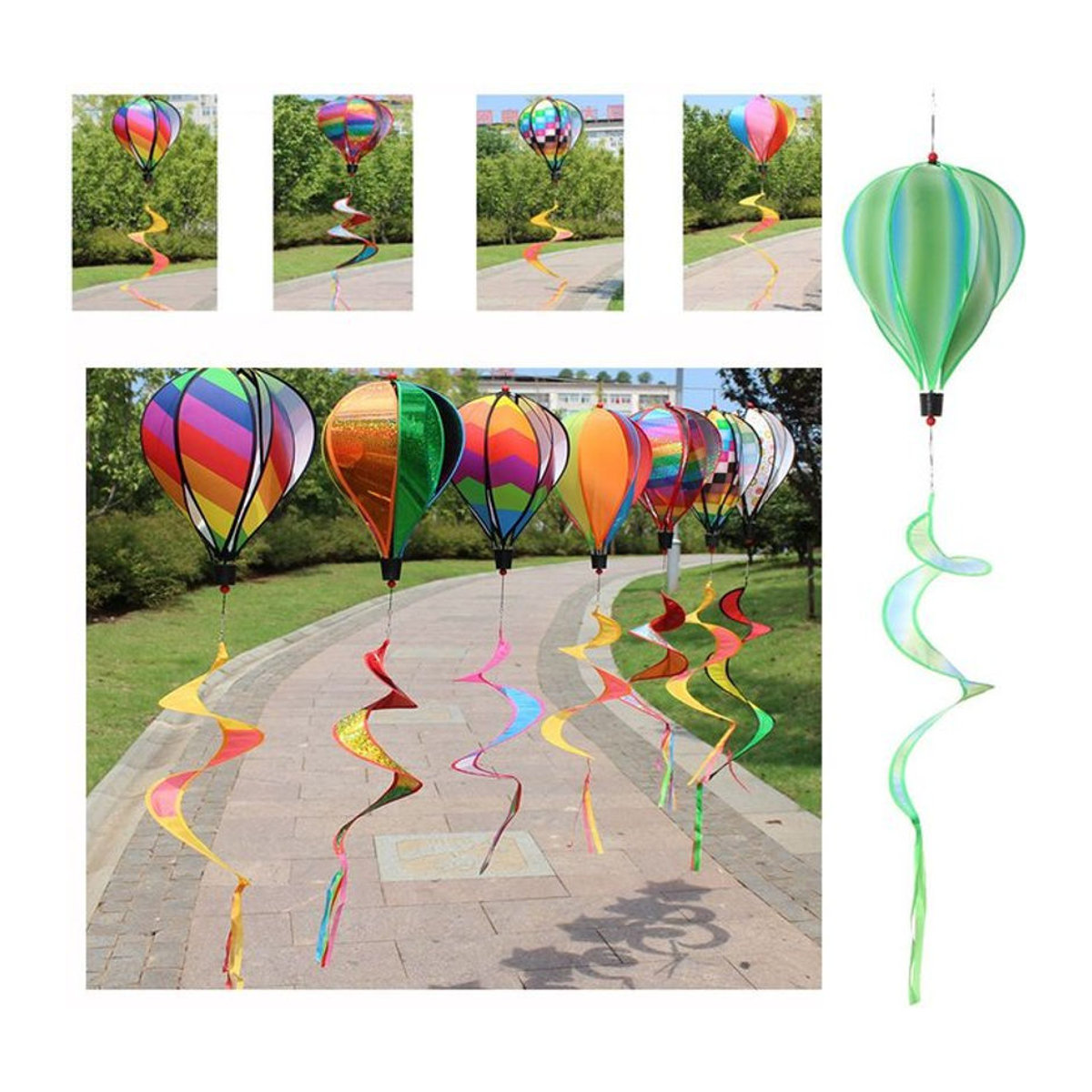Bunter Regenbogen Heißluftballon Wind Spinner als Gartenwindrad und Deko für Kinder und Rasen, Höhe: 110 cm - Bild 1