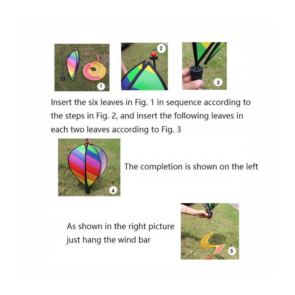 Bunter Regenbogen Heißluftballon Wind Spinner als Gartenwindrad und Deko für Kinder und Rasen, Höhe: 110 cm - Bild 4