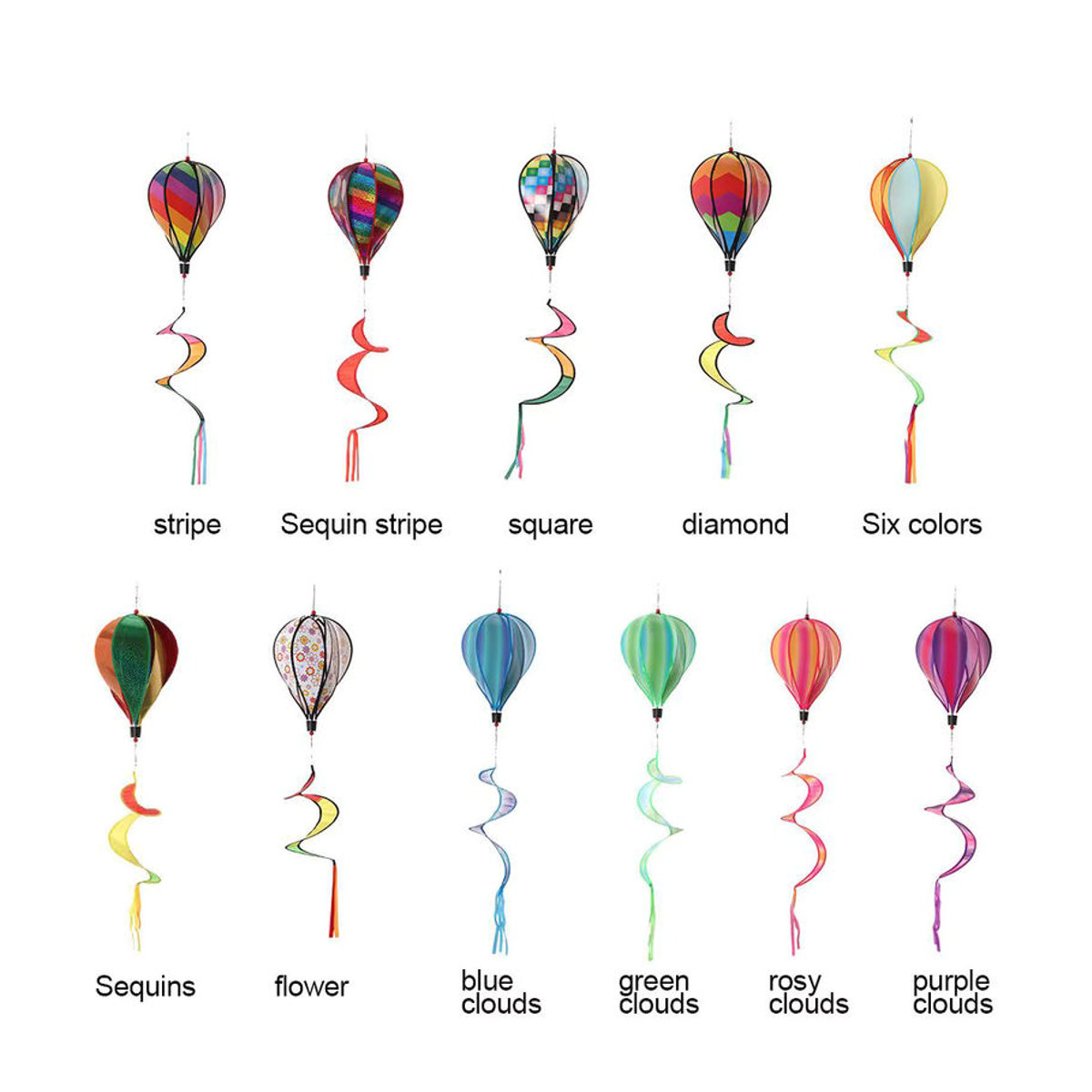 Bunter Regenbogen Heißluftballon Wind Spinner als Gartenwindrad und Deko für Kinder und Rasen, Höhe: 110 cm - Bild 5