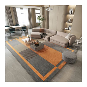 Bunter Teppich mit Blumenmuster für Wohnzimmer und Schlafzimmer in Orange, rutschfest und verdickt
