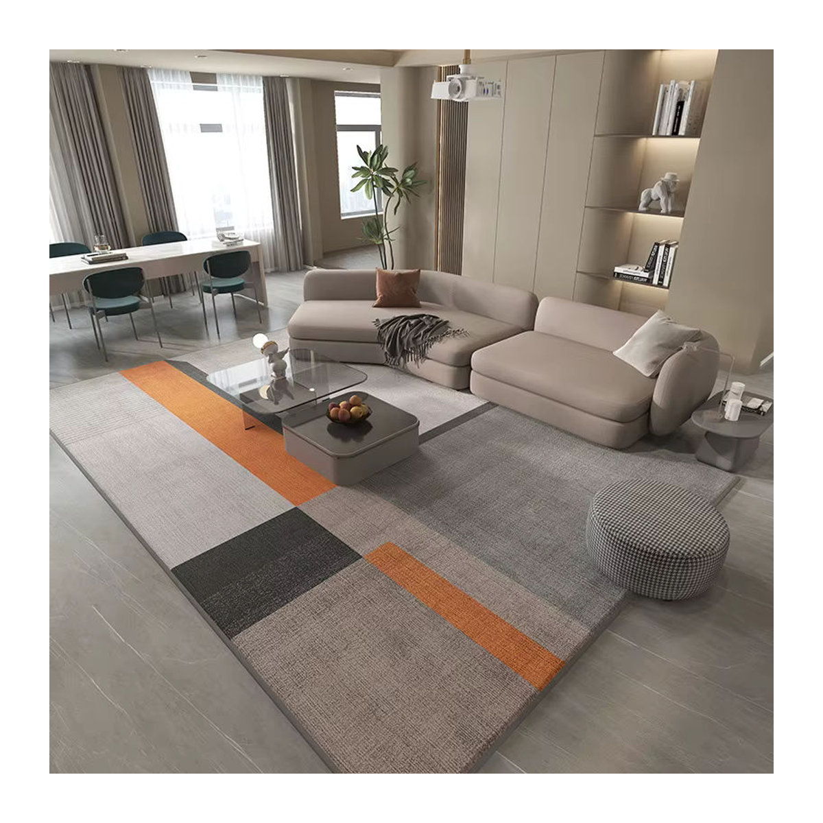 Bunter Teppich mit Blumenmuster für Wohnzimmer und Schlafzimmer in Orange, rutschfest und verdickt - Bild 2