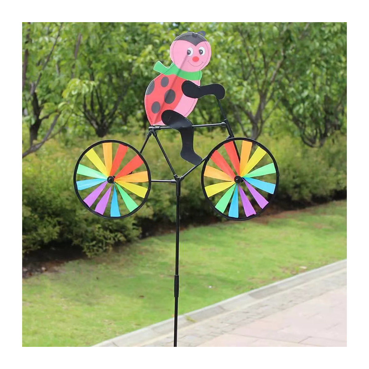 Bunter Tier-Fahrrad Windspinner als Gartenwindmühle für den Außenbereich und Rasen zur Dekoration - Bild 2