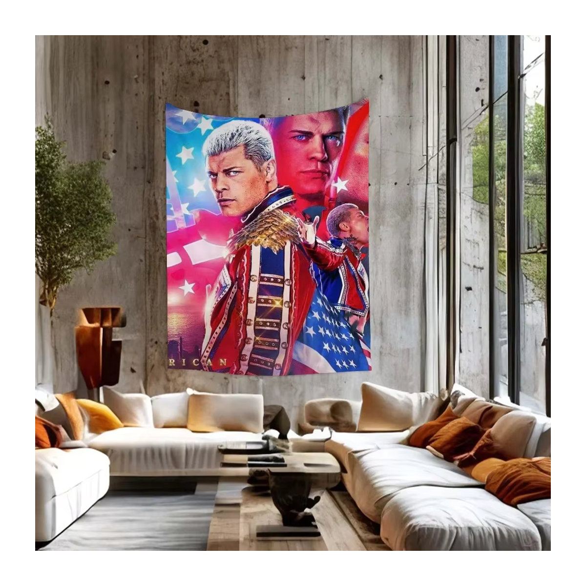Bunter Wandbehang im Bohemian-Stil mit Roman-Motiv, mehrfarbiger Textil-Wandteppich für dein Wohnheim, B/H: 70 x 70 cm - Bild 2