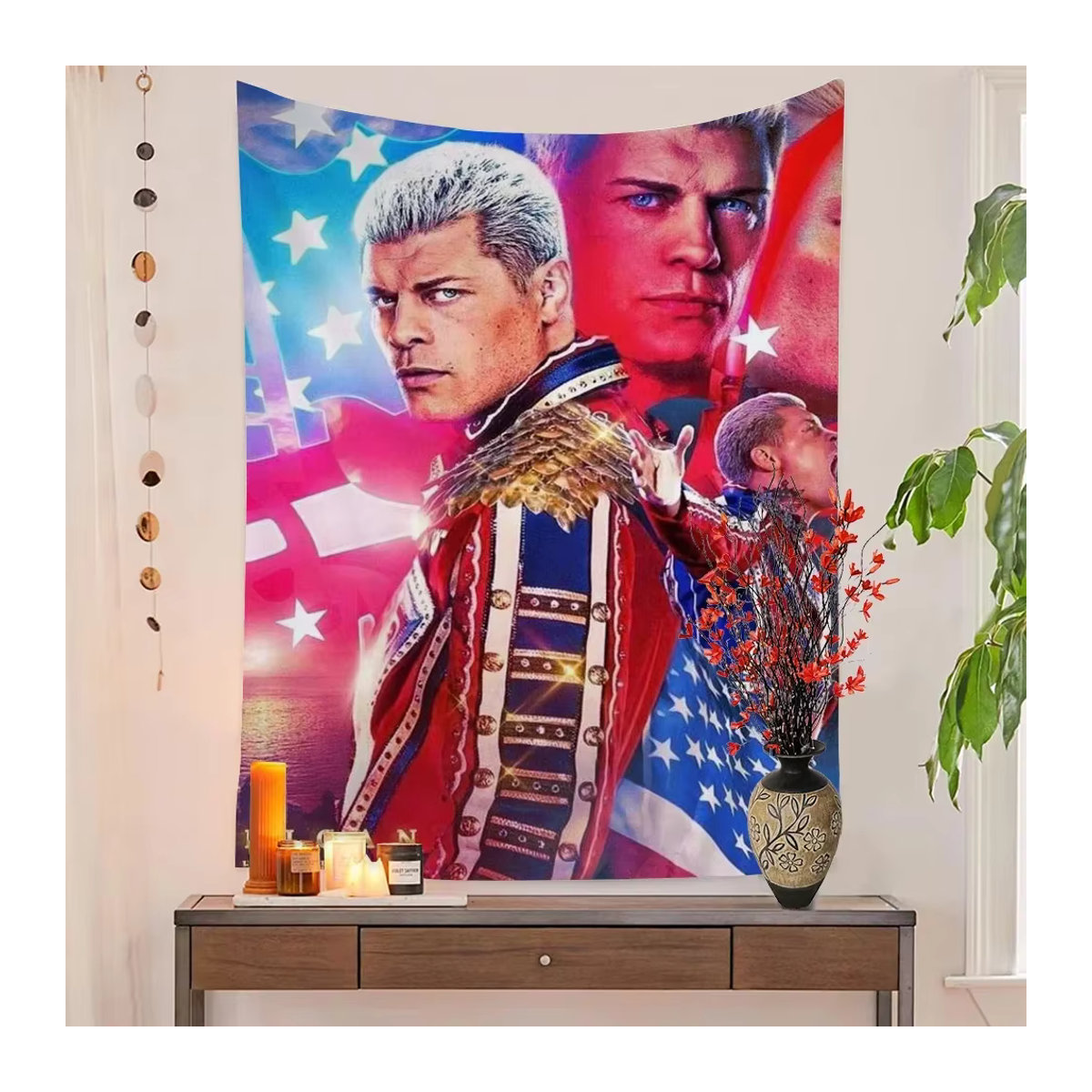 Bunter Wandbehang im Bohemian-Stil mit Roman-Motiv, mehrfarbiger Textil-Wandteppich für dein Wohnheim, B/H: 70 x 70 cm - Bild 4