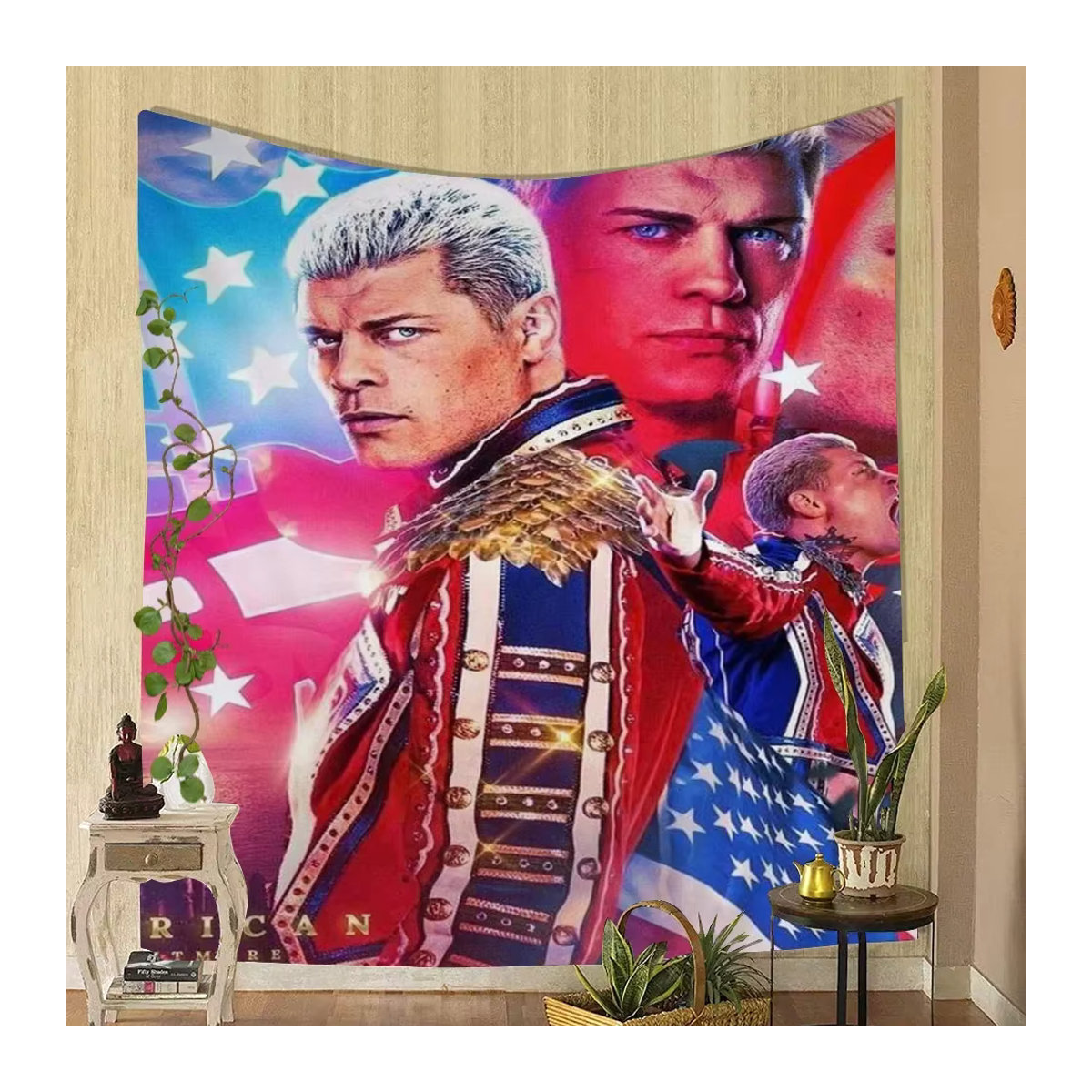 Bunter Wandbehang im Bohemian-Stil mit Roman-Motiv, mehrfarbiger Textil-Wandteppich für dein Wohnheim, B/H: 70 x 70 cm - Bild 6