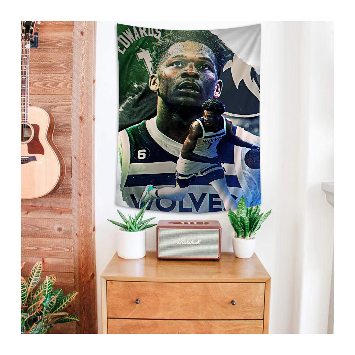 Bunter Wandteppich Anthony Edwards Basketball Mandala Bohemian Wandbehang von Potdemiel, mehrfarbig, B/H: 70 x 70 cm - Bild 3