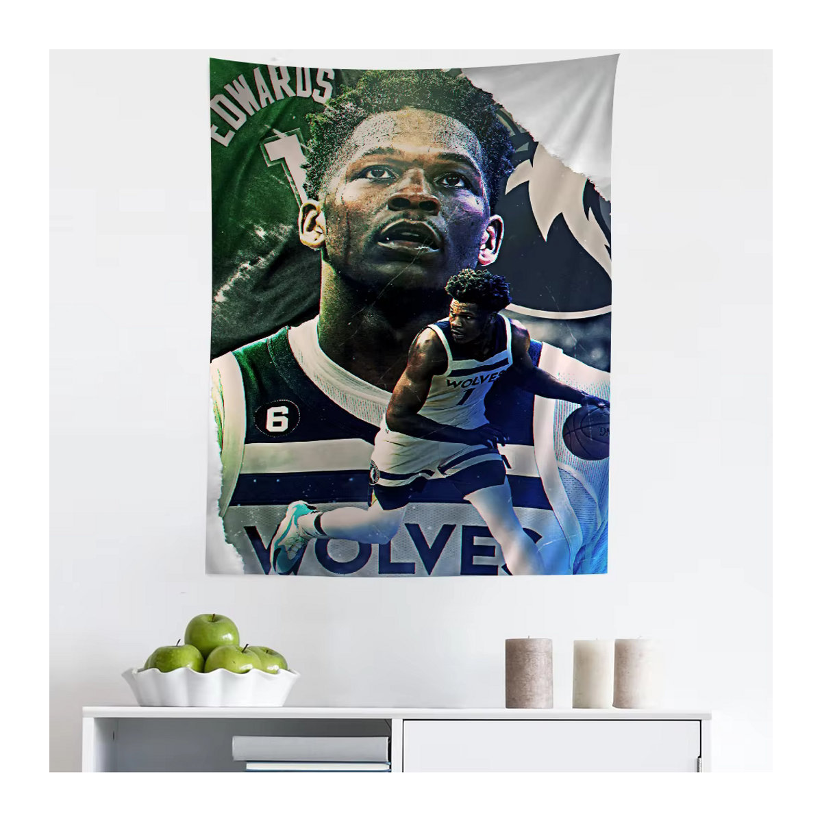 Bunter Wandteppich Anthony Edwards Basketball Mandala Bohemian Wandbehang von Potdemiel, mehrfarbig, B/H: 70 x 70 cm - Bild 5