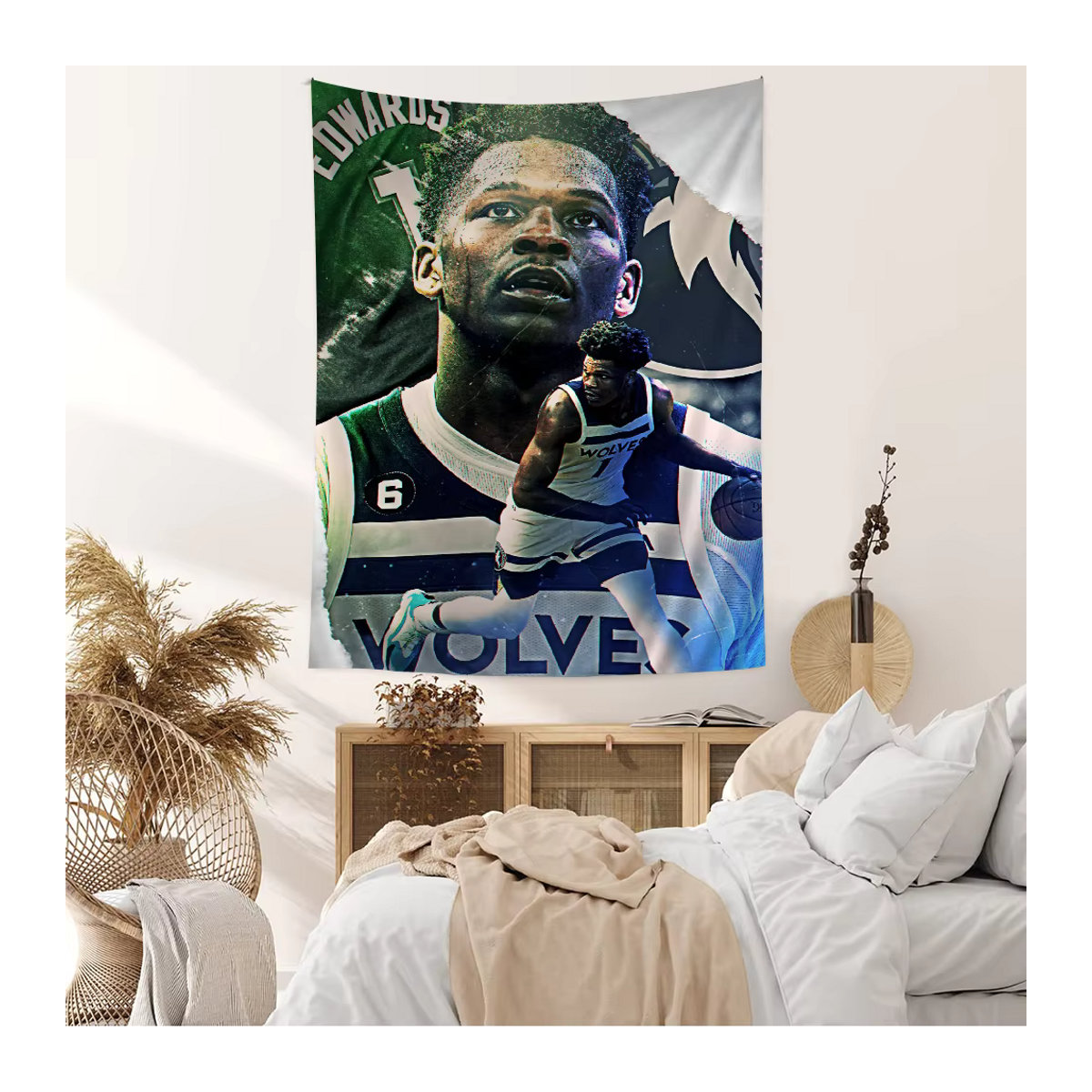 Bunter Wandteppich Anthony Edwards Basketball Mandala Bohemian Wandbehang von Potdemiel, mehrfarbig, B/H: 70 x 70 cm - Bild 6