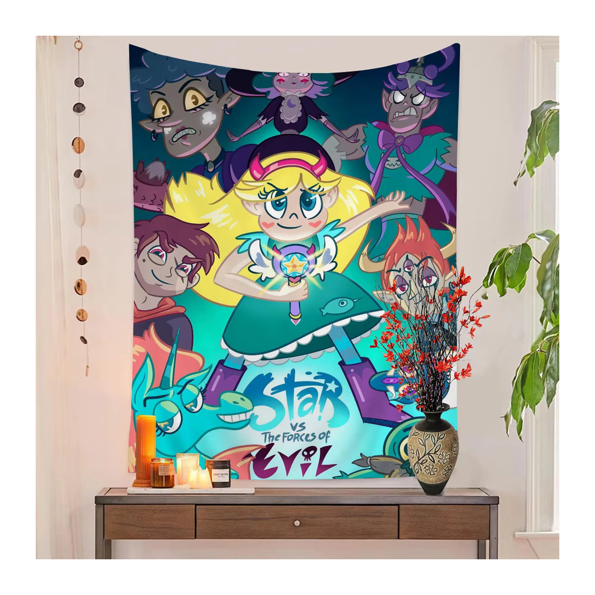 Bunter Wandteppich im Tarot-Hippie-Stil mit Sternen und Bohemian-Design, mehrfarbig, rechteckig - Bild 4