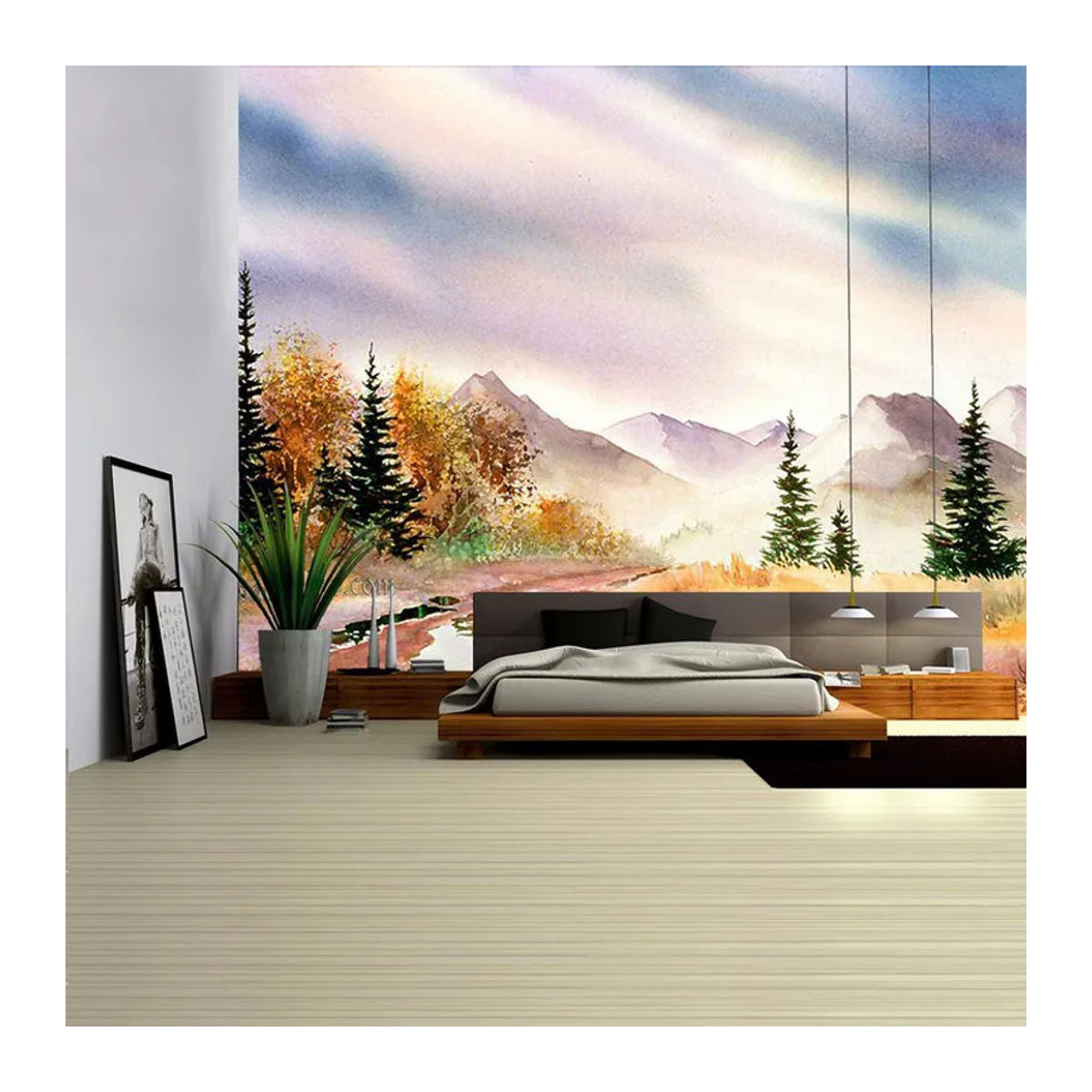 Bunter Wandteppich mit psychedelischem Wald-Motiv im Bohemian-Stil von Super Six, mehrfarbig, B/H: 95 x 70 cm - Bild 2