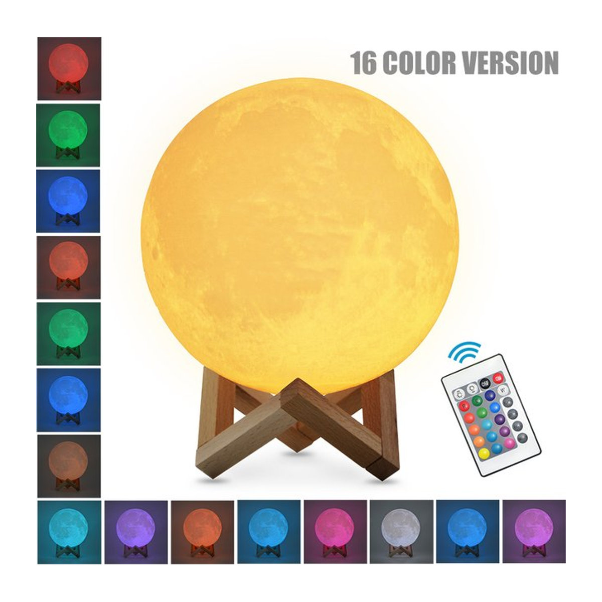 Buntes 3D-gedrucktes Mond-Nachtlicht mit Sternen-Design, wiederaufladbare LED Nachttischlampe im skandinavischen Stil für deine Wohnkultur - Bild 1