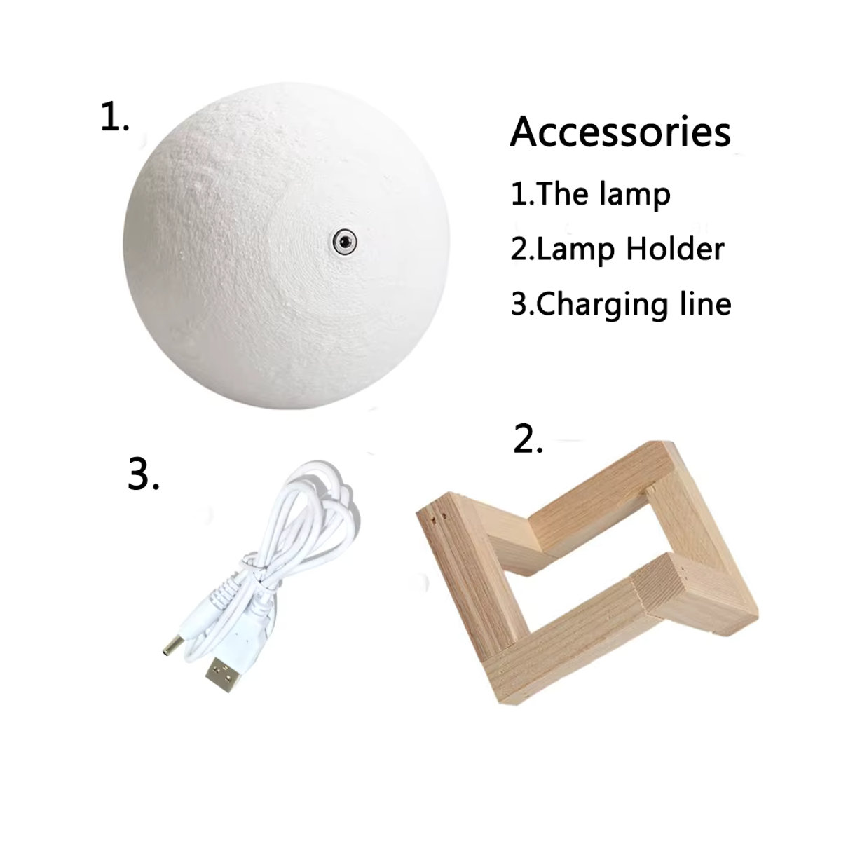 Buntes 3D-gedrucktes Mond-Nachtlicht mit Sternen-Design, wiederaufladbare LED Nachttischlampe im skandinavischen Stil für deine Wohnkultur - Bild 4
