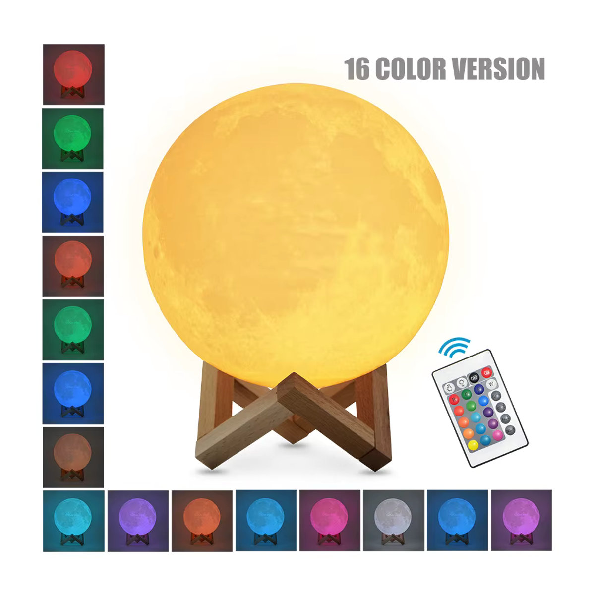 Buntes 3D-gedrucktes Mond-Nachtlicht mit Sternen-Design, wiederaufladbare LED Nachttischlampe im skandinavischen Stil für deine Wohnkultur - Bild 7