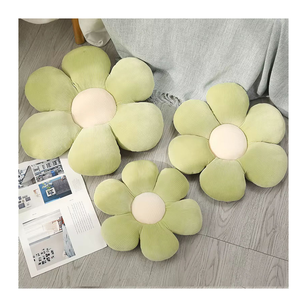 Buntes Blumen Plüschkissen in Blütenform als weiches Stofftier für Baby und Kinder zur Dekoration - Bild 4