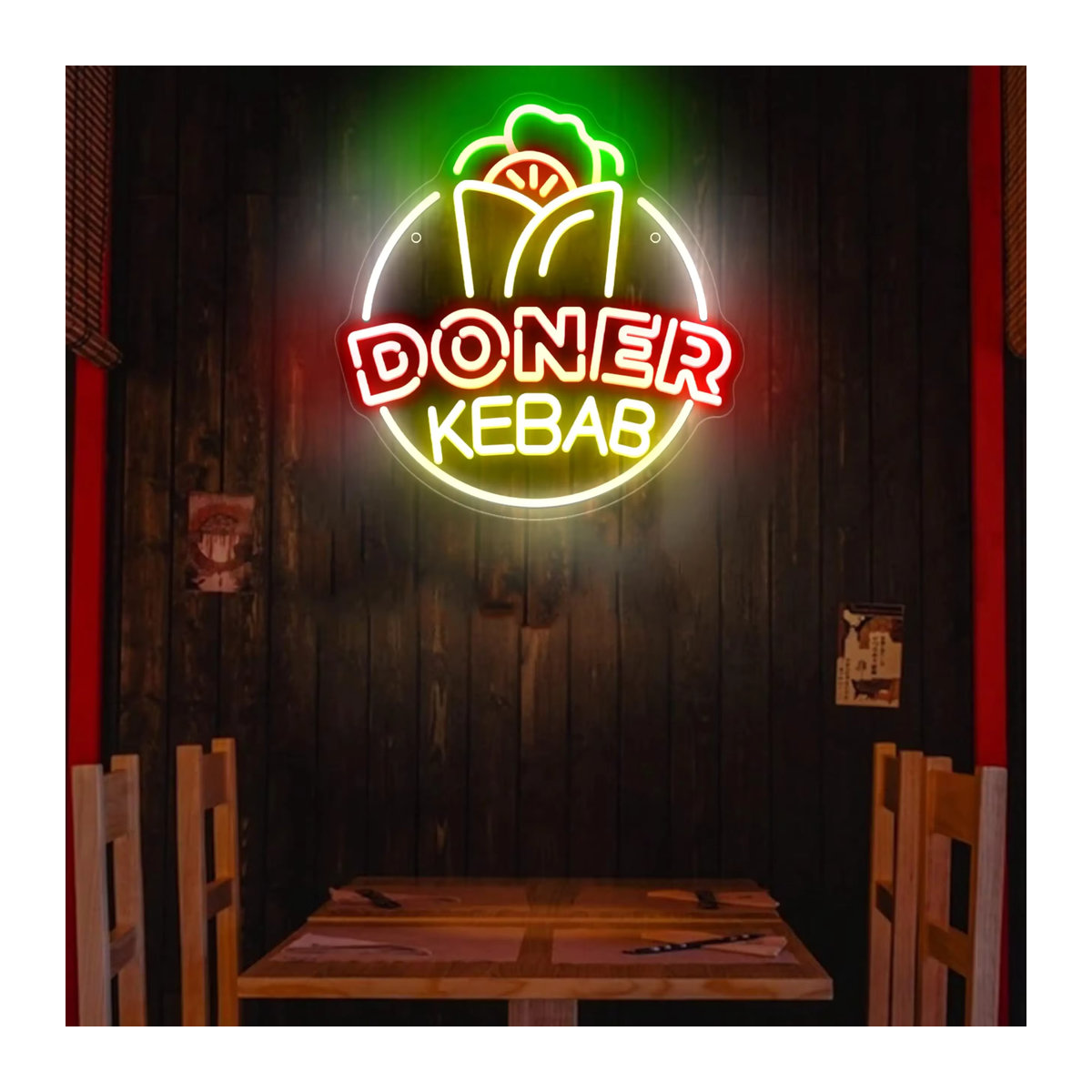 Buntes Döner Kebab LED Neonschild zur Wanddekoration für dein Restaurant oder Fast-Food-Geschäft - Bild 2
