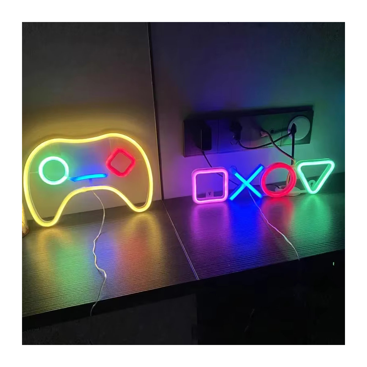 Buntes LED-Neonschild in Game-Controller-Design für deine Spielzimmer-Dekoration und Wandgestaltung - Bild 1