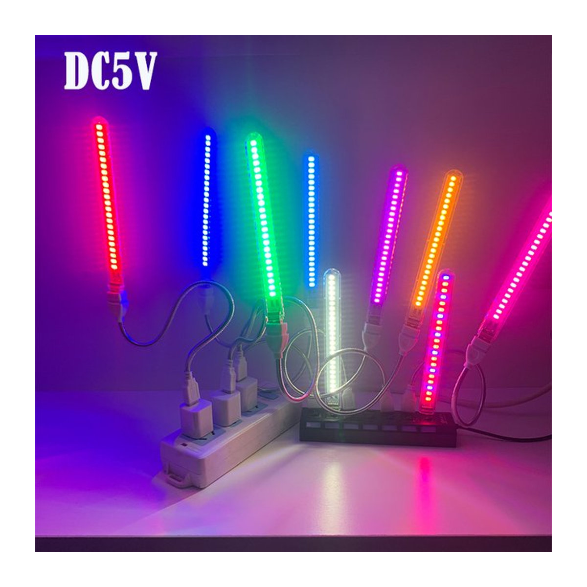 Buntes USB LED Nachtlicht mit 24 LEDs aus Aluminium für die Schlafzimmer Dekoration - Bild 1